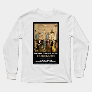 Vintage Travel Poster Ireland Portrush Northern Counties Hotel Long Sleeve T-Shirt